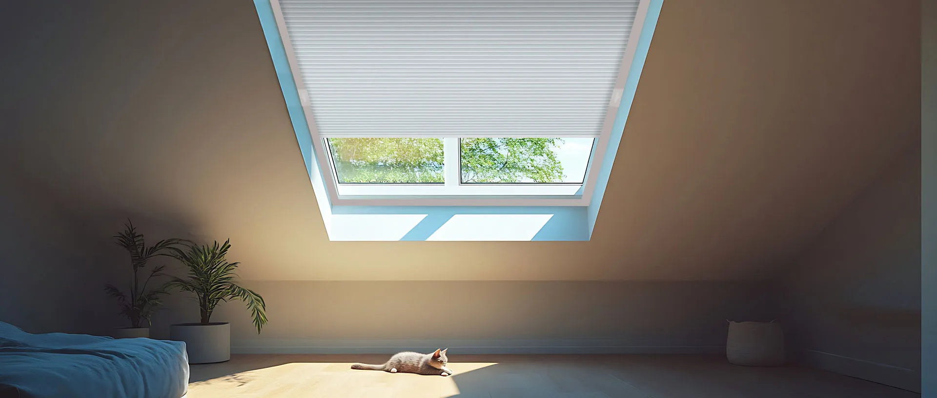 Custom skylight shades to block heat and light, enhancing energy efficiency.