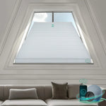 Smart blackout honeycomb shades with voice, remote, and app control for isosceles trapezoid windows-pearl