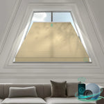 Smart half shading honeycomb shades with voice, remote, and app control for isosceles trapezoid windows-light coffee