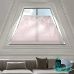 Smart half-shading honeycomb shades with voice, remote, and app control for isosceles trapezoid windows-light pink