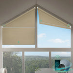 Smart blackout honeycomb shades for right trapezoid windows-light coffee