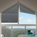 Smart blockout texture honeycomb shades for right trapezoid windows-dark grey