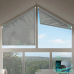 Smart half shading honeycomb shades for right trapezoid windows-dark grey