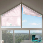 Smart half shading honeycomb shades for right trapezoid windows-light pink