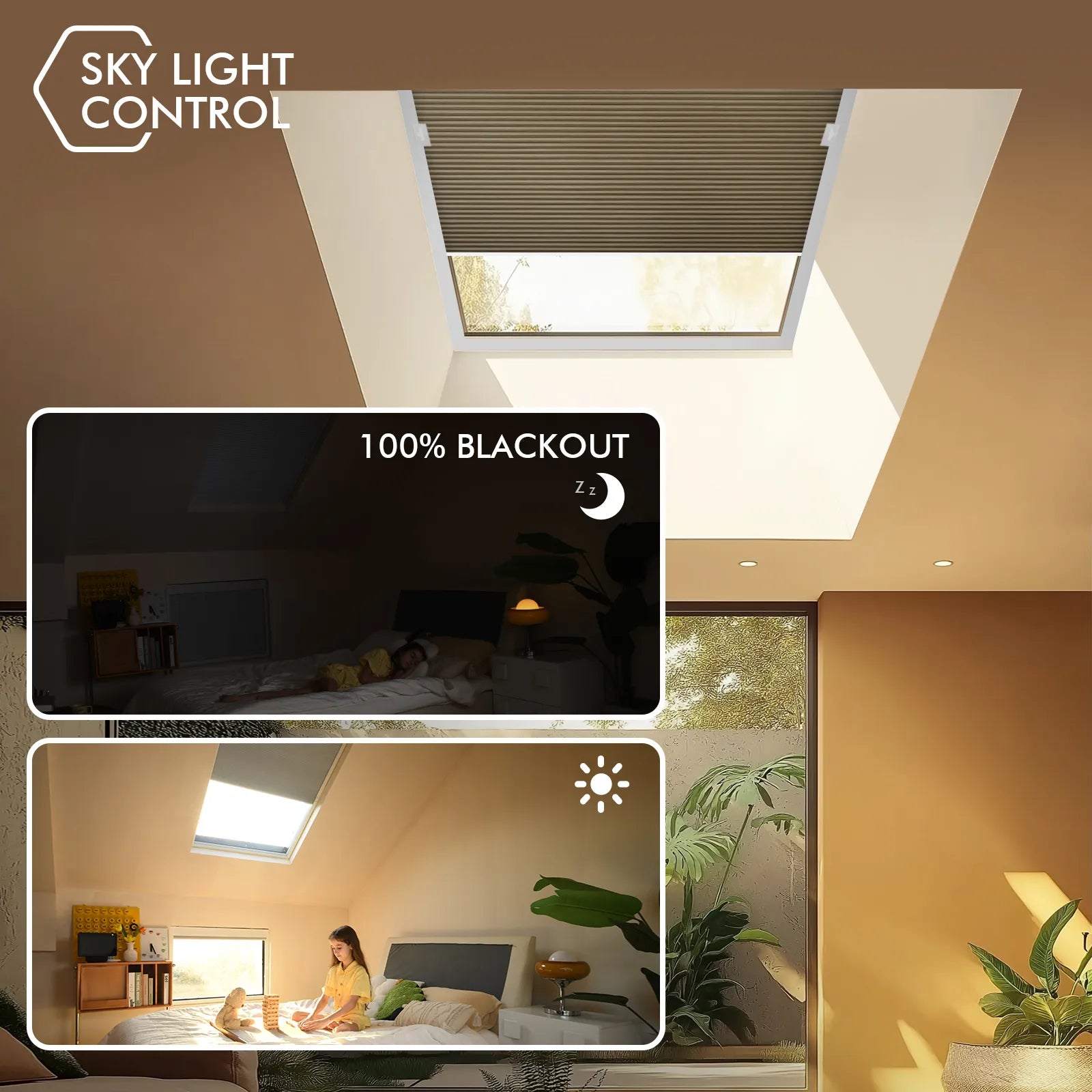 100% blackout at night for better sleep; controls sunlight during the day for ample light