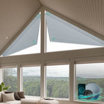 Smart blackout cellular shades for triangle windows-pearl