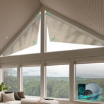 Smart half shading Texture cellular shades for triangle windows-light coffee