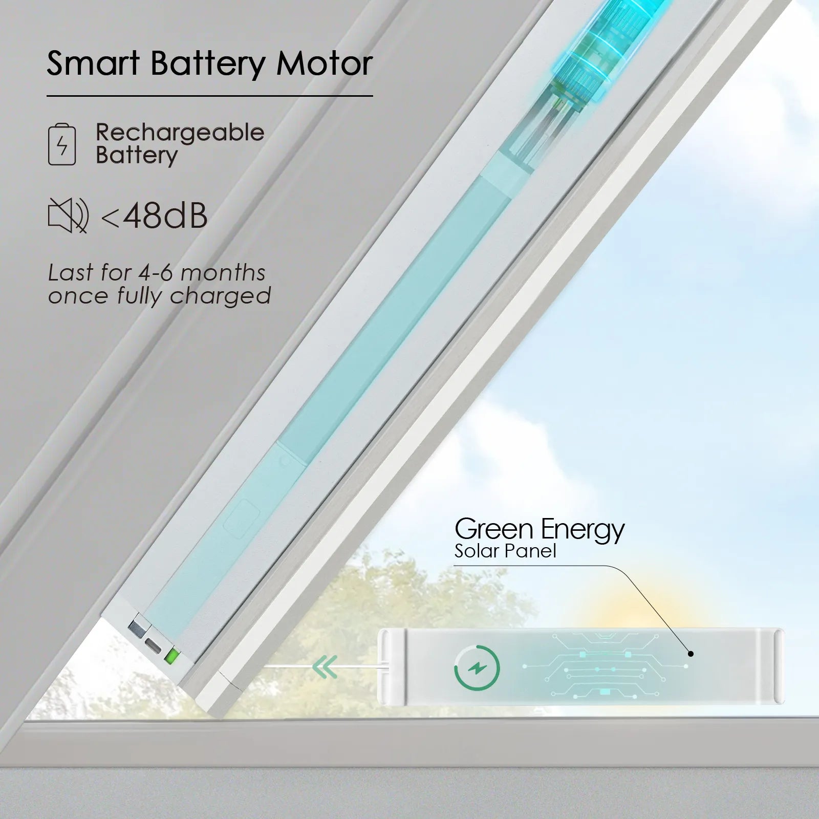 Powered by rechargeable batteries or solar panels, with noise under 48dB