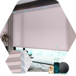 Yoolax motorized Cellular Shades with Half-Shading Light Pink Fabric, Design for Bedroom & Living Room etc.