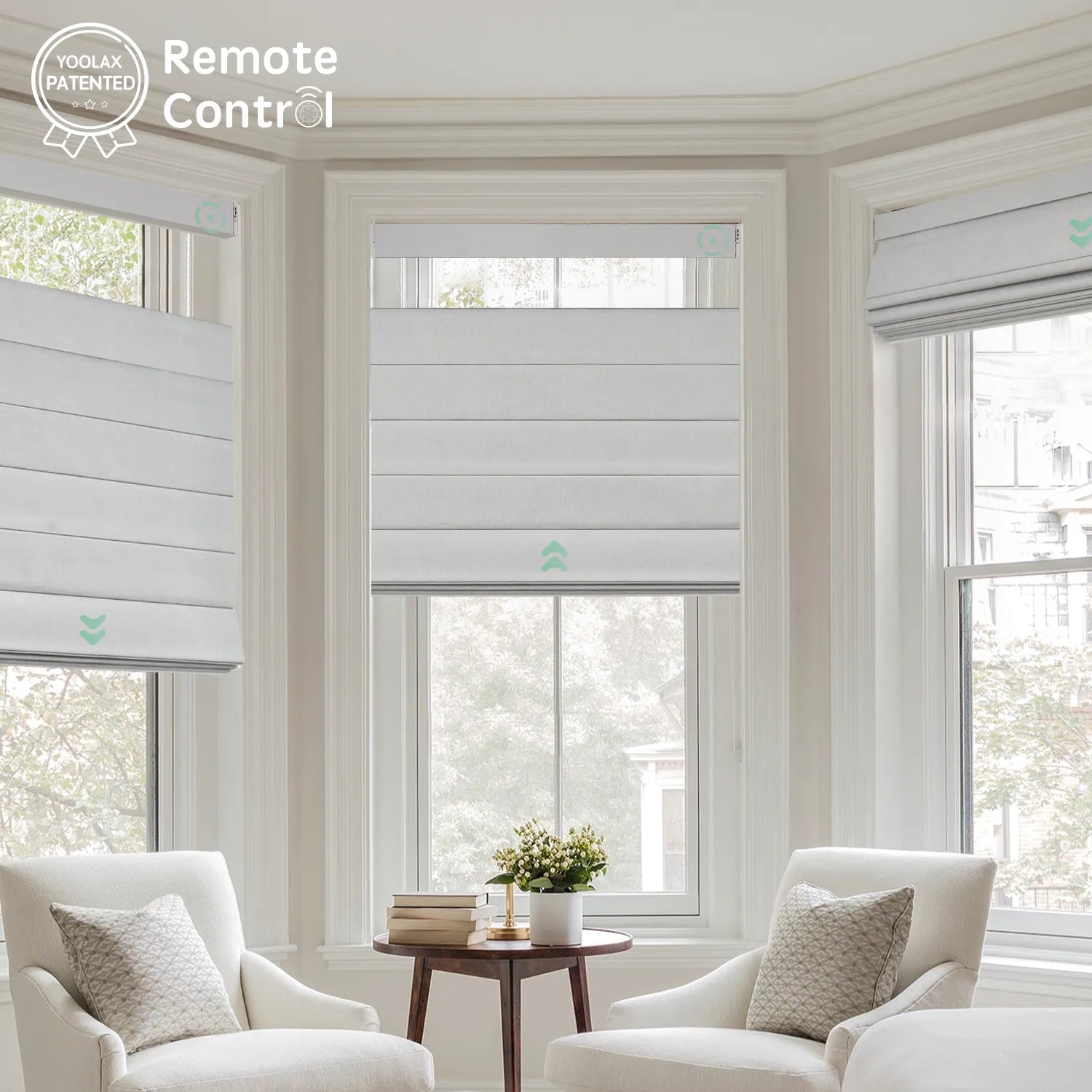 Yoolax Motorized Top Down Bottom Up Roman Shades | Blackout