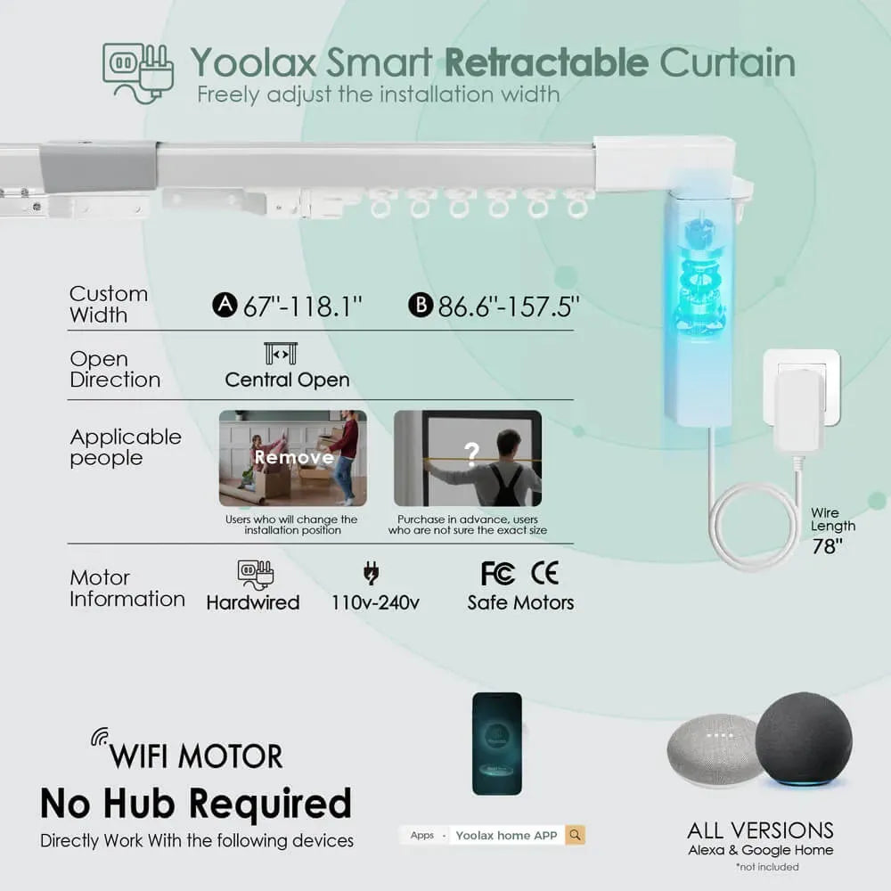 Yoolax Smart Retractable Curtain Hardwire