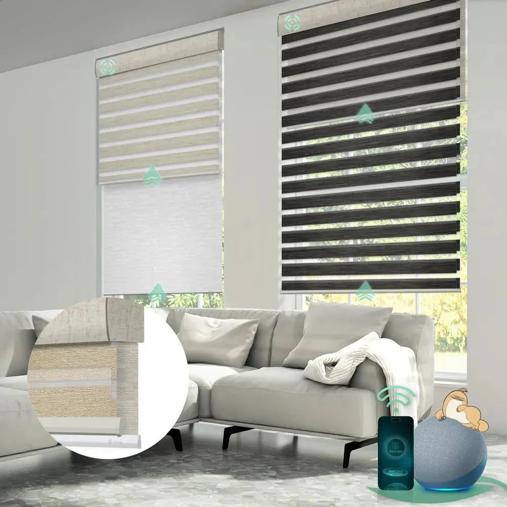 Yoolax Motorized Dual Roller Shades Blackout x Zebra