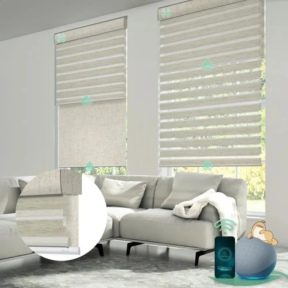 Yoolax Motorized Dual Roller Shades Blackout x Zebra