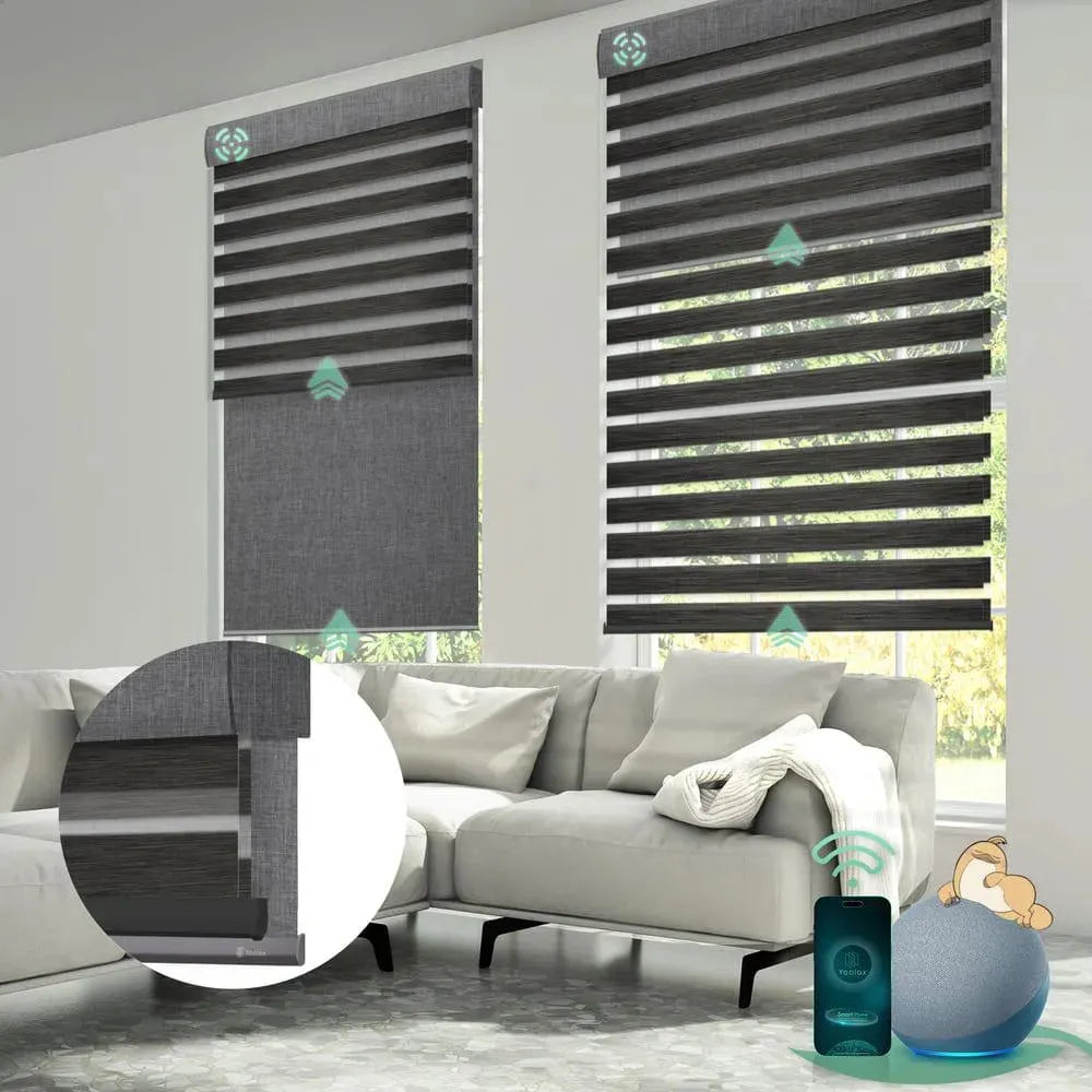 Yoolax Motorized Dual Roller Shades Blackout x Zebra