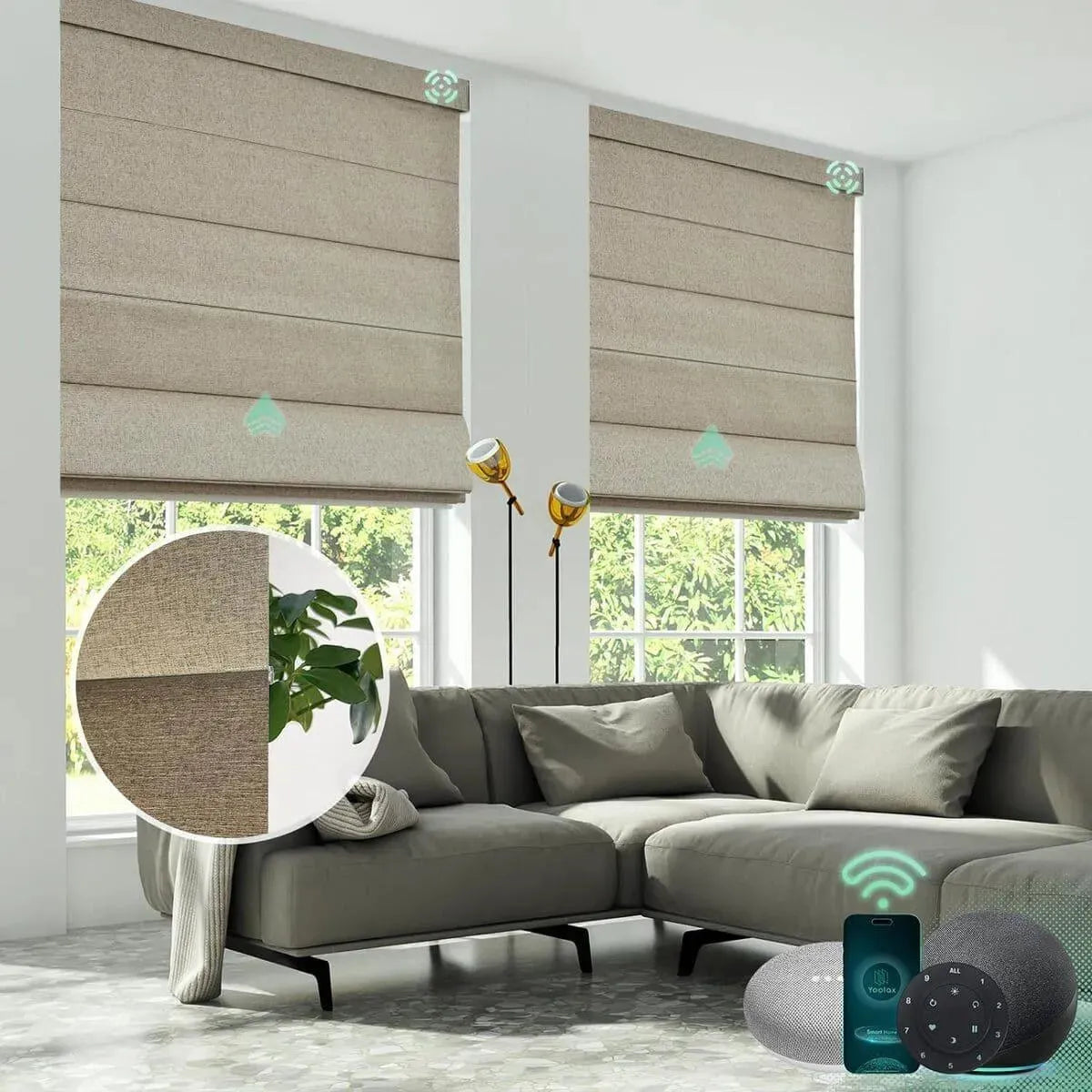 Yoolax Motorized Roman Shades Blackout