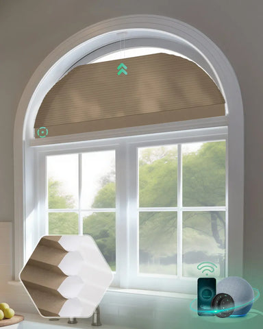 Yoolax Motorized Cellular Shades Arch Shaped