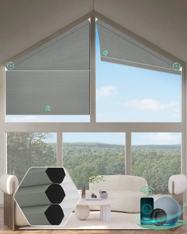 Yoolax Motorized Right Trapezoid Cellular Shades