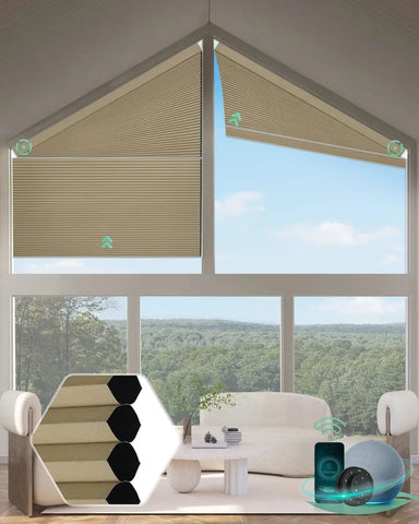 Yoolax Motorized Right Trapezoid Cellular Shades