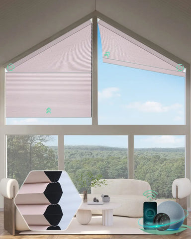 Yoolax Motorized Right Trapezoid Cellular Shades