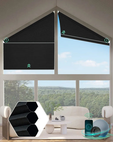 Yoolax Motorized Right Trapezoid Cellular Shades