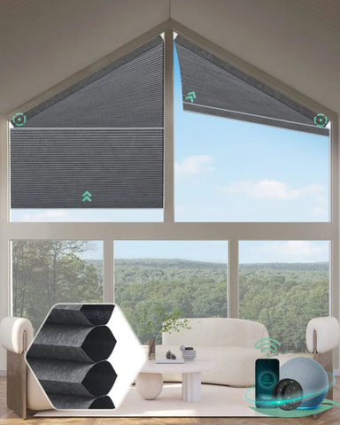 Yoolax Motorized Right Trapezoid Cellular Shades