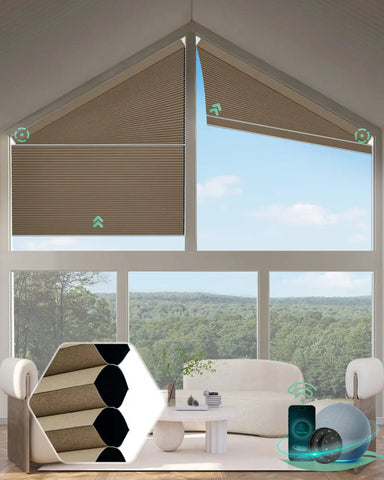 Yoolax Motorized Right Trapezoid Cellular Shades