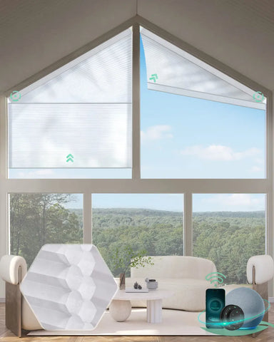 Yoolax Motorized Right Trapezoid Cellular Shades