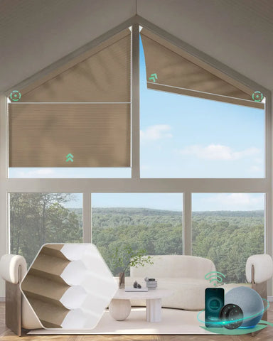 Yoolax Motorized Right Trapezoid Cellular Shades