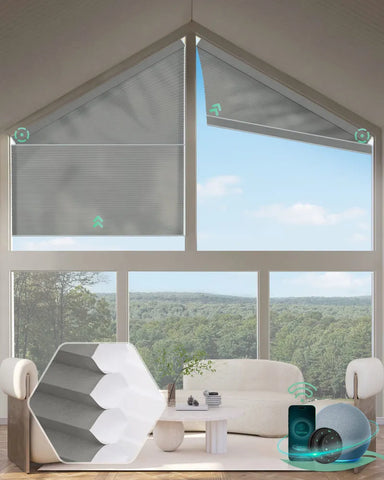 Yoolax Motorized Right Trapezoid Cellular Shades