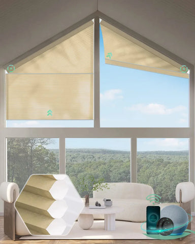 Yoolax Motorized Right Trapezoid Cellular Shades