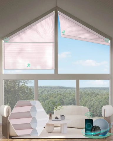 Yoolax Motorized Right Trapezoid Cellular Shades