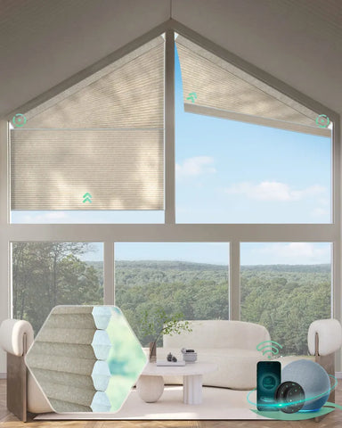 Yoolax Motorized Right Trapezoid Cellular Shades