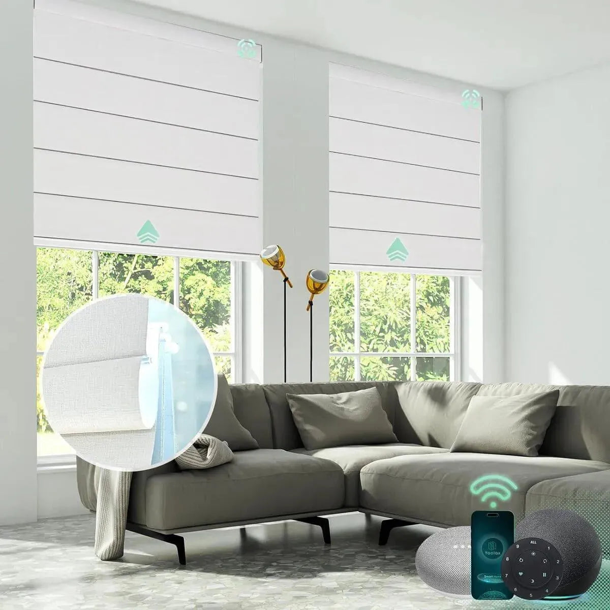 Yoolax Motorized Roman Shades Blackout