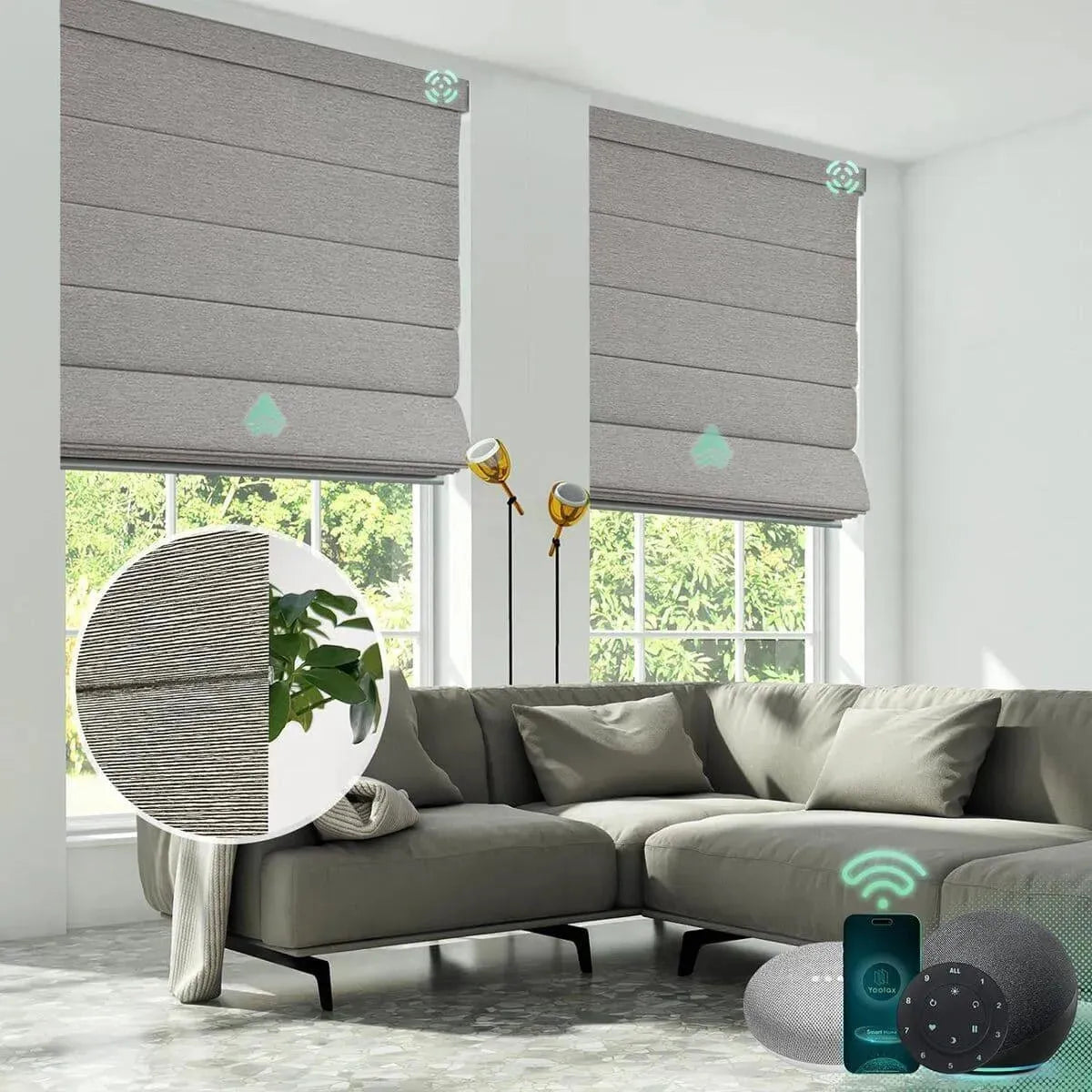 Yoolax Motorized Roman Shades Blackout