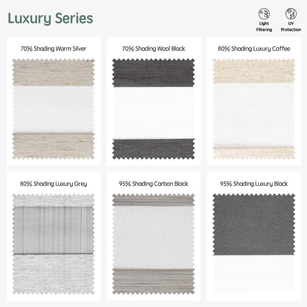 Yoolax Motorized Double Layer Zebra Shades Fabric Samples