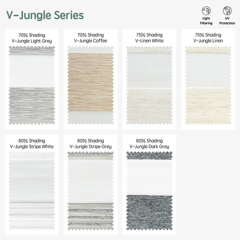 Yoolax Motorized Double Layer Zebra Shades Fabric Samples (V Series)